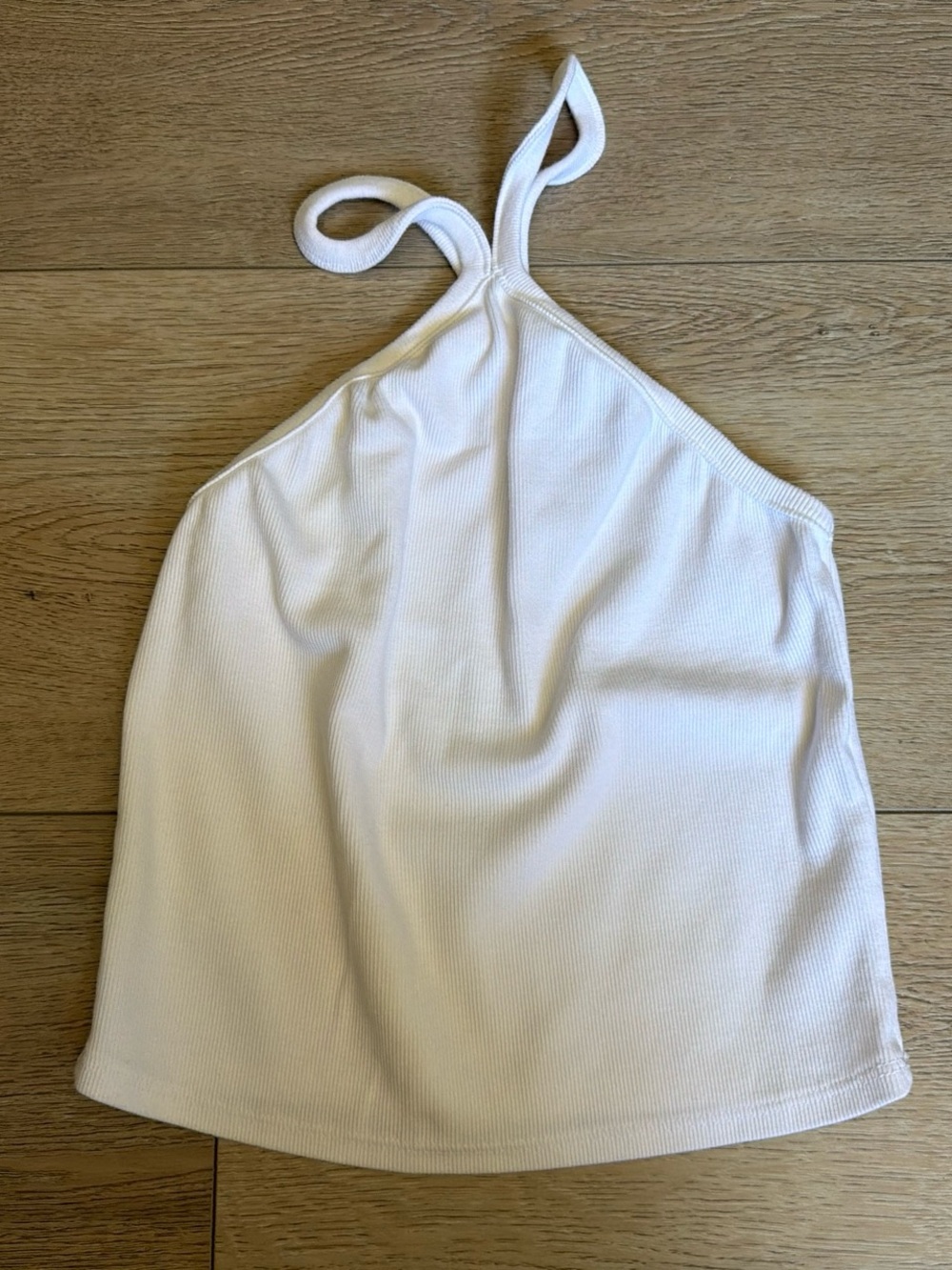 Enza Costa White Halter Ribbed Tank Top